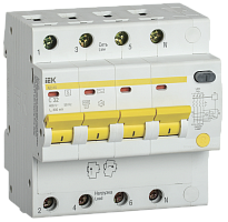 Выключатель автоматический дифференциальный АД14S 4п 32А C 300мА тип AC (5 мод) | код. MAD13-4-032-C-300 | IEK 